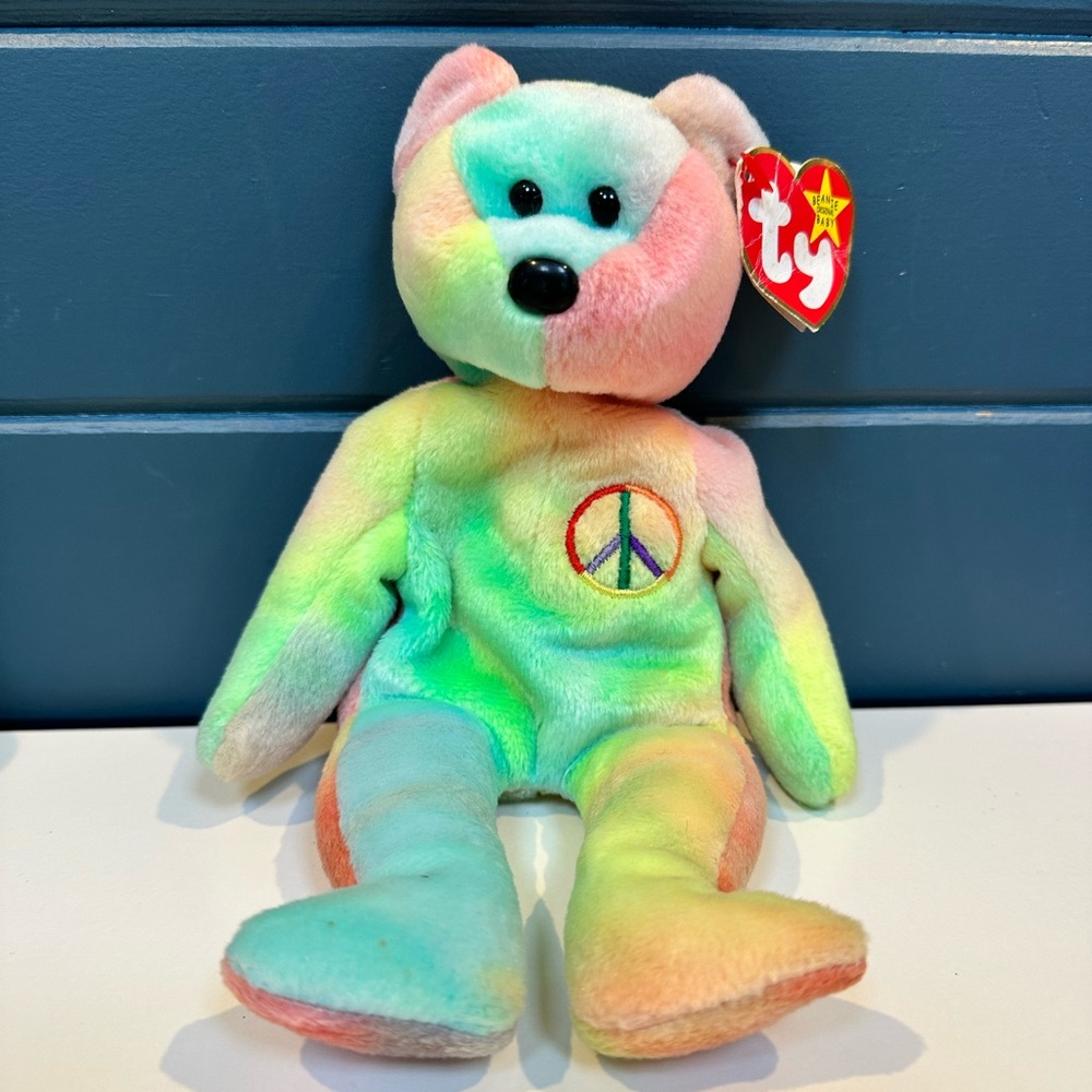 Ty Beanie Baby Peace Bear Vivid Tie Dye First Version